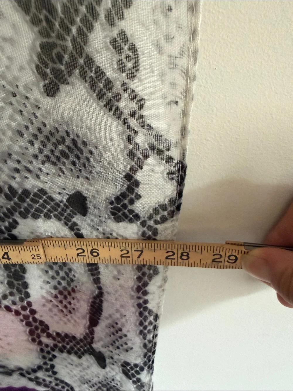 Scarf in White/Gray with Purple and Pink Reptile Print Accents
